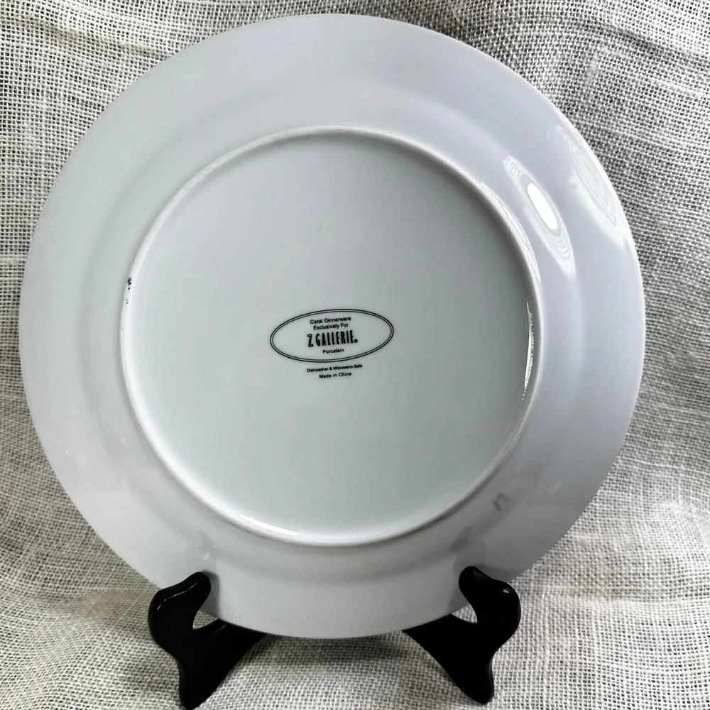 Z Gallerie Coral Reef Dinner Plate 11 Blue Red White Porcelain Coastal Retired